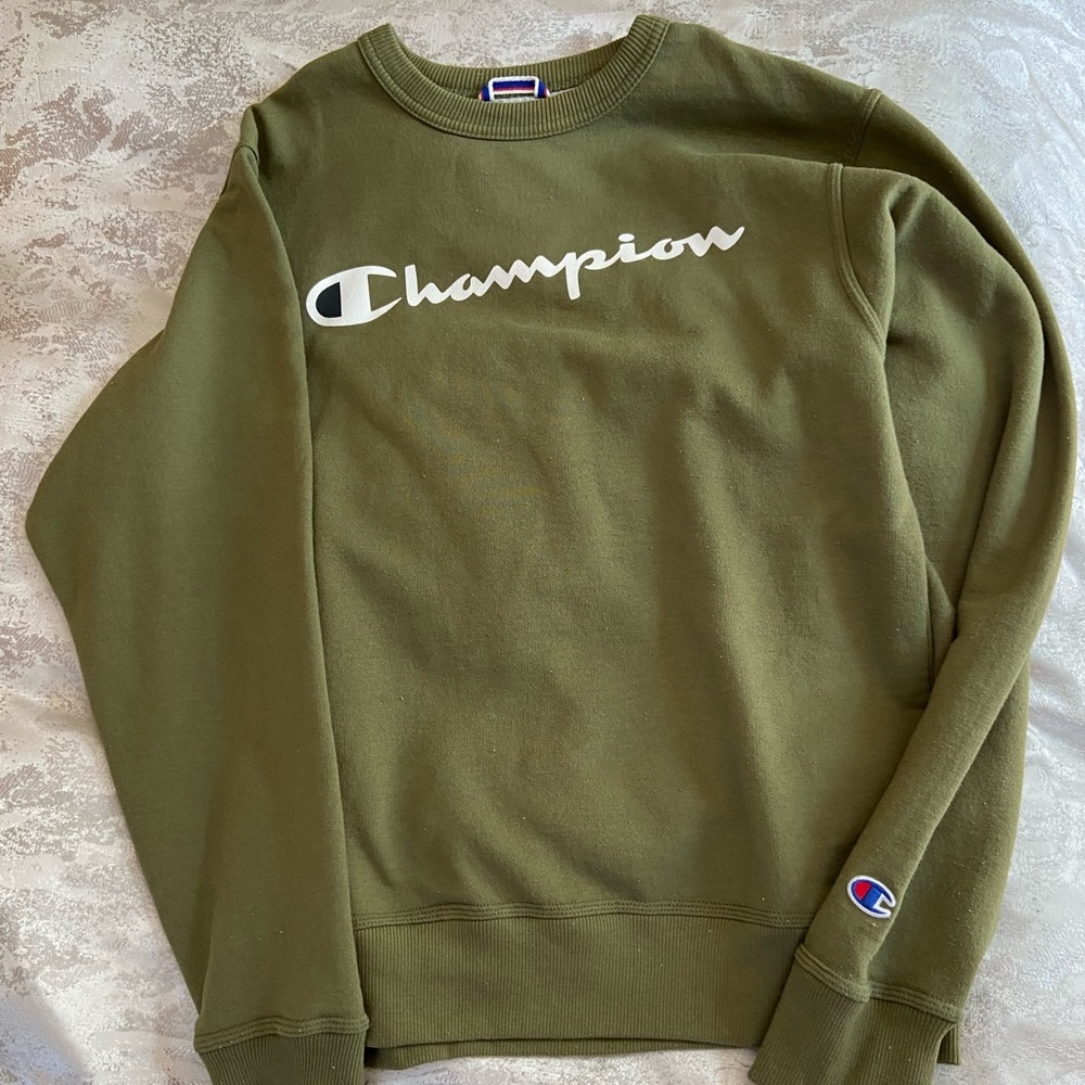 army green champion crewneck